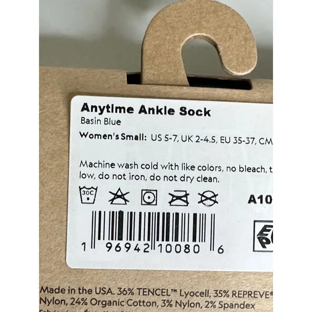 Allbirds Anytime Ankle Socks Blue Size Small S NWT Discontinued Tree Blend
